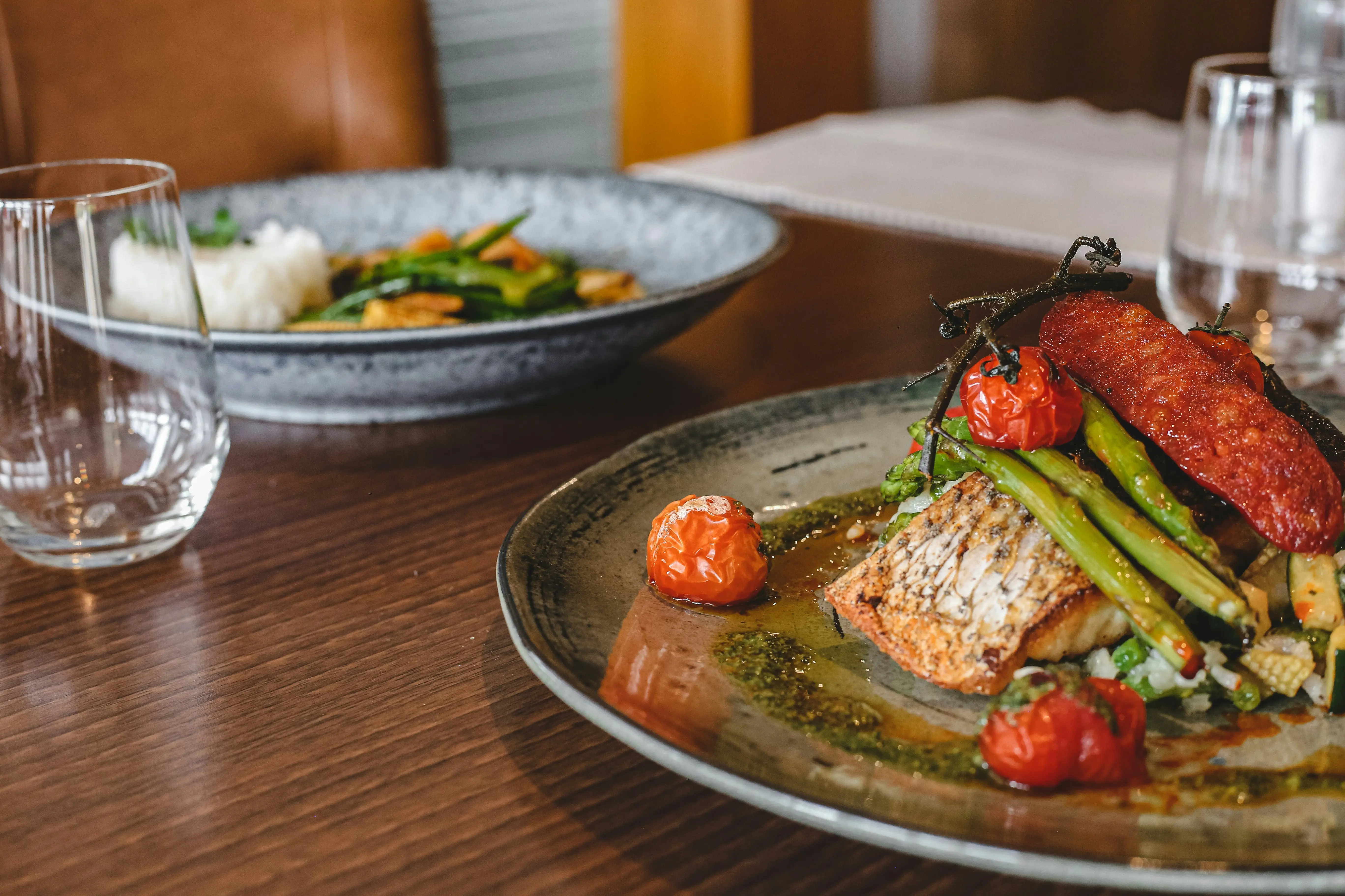 Healthy main course bowl with fresh vegetables